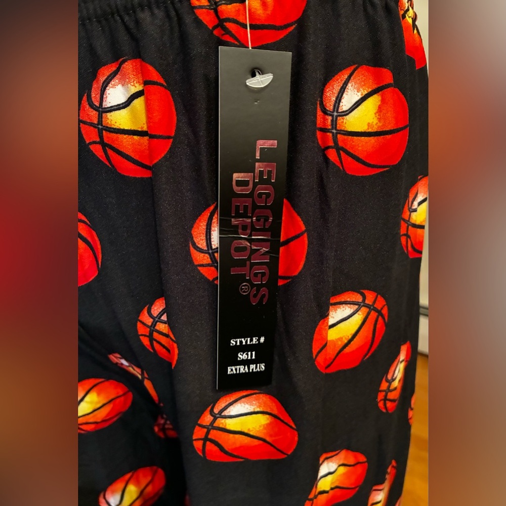 NWT Leggings Depot Basketball Black and Orange Leggings Size Extra Plus